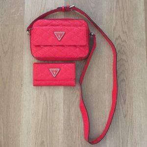 Guess Astrid Red Crossbody Bag + Matching Wallet